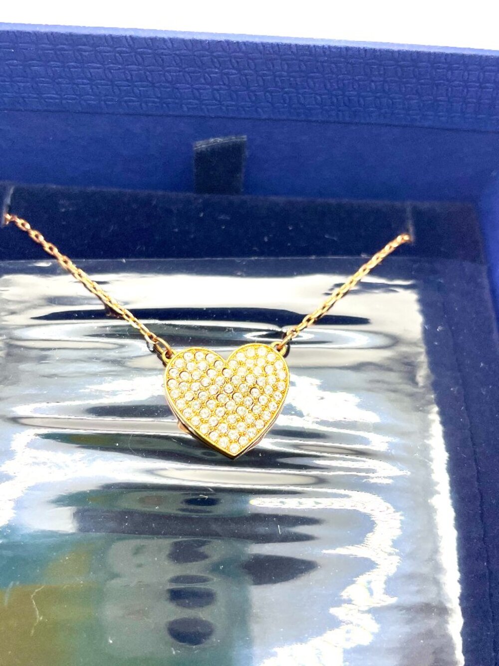 SWAROVSKI CRYSTAL ROSE GOLD CUPID HEART PENDANT NECKLACE
